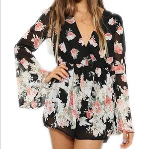 Black Floral Romper